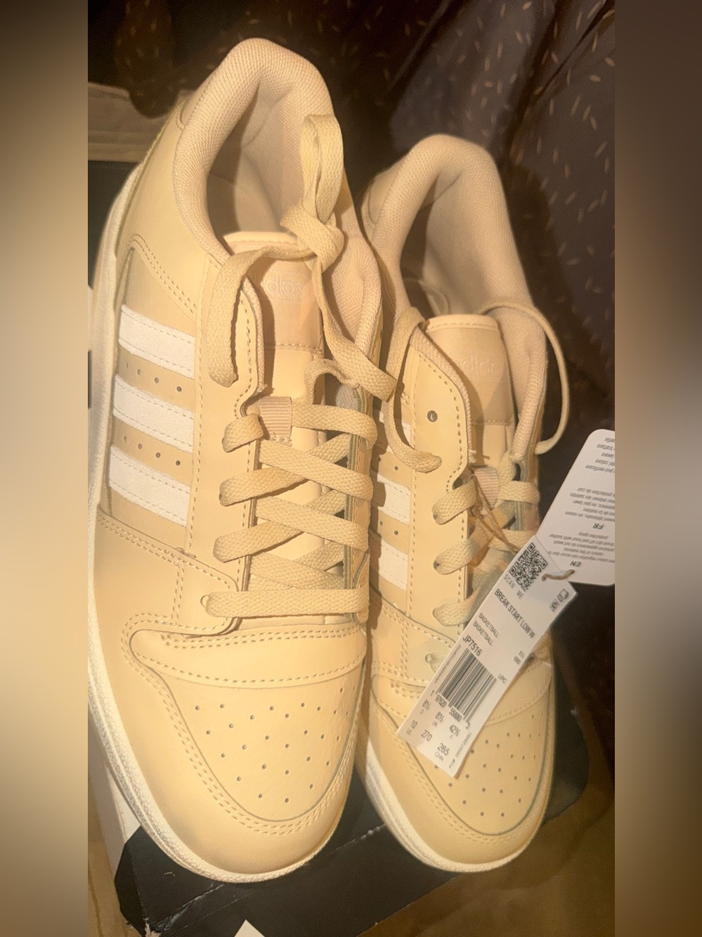 adidas Cream Low-Top Sneakers with White Stripes